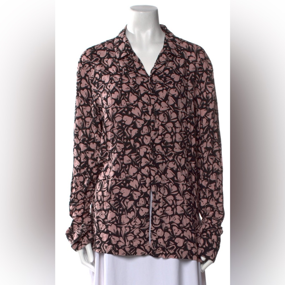 Allsaints Women's Pink and Black Patterned Top